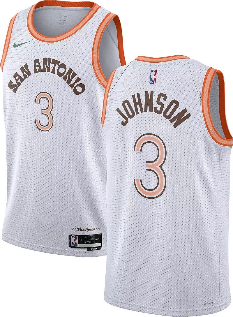 

Мужская белая майка Nike City Edition San Antonio Spurs Keldon Johnson #3 2023-24
