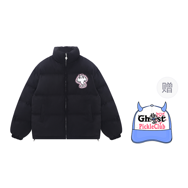 

Утепленная пуховая куртка Ghost Demon с воротником-стойкой и световыми эффектами, унисекс Lbpc, черный (with ghost hat)