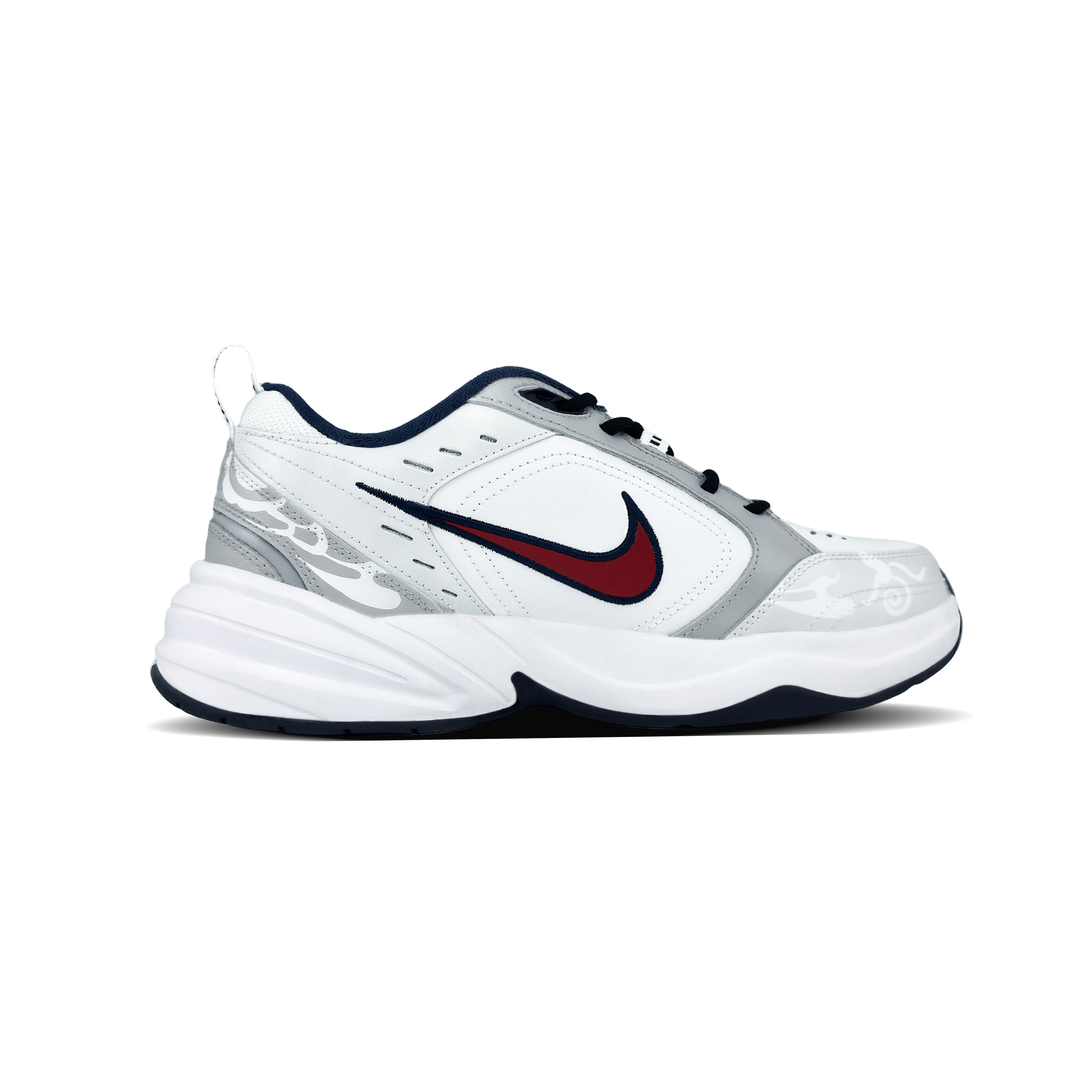 Air Monarch 4 Погружение в облака Устойчивые к истиранию кроссовки Low top Chunky мужские серо-красные Nike, светло-серый — фото 3