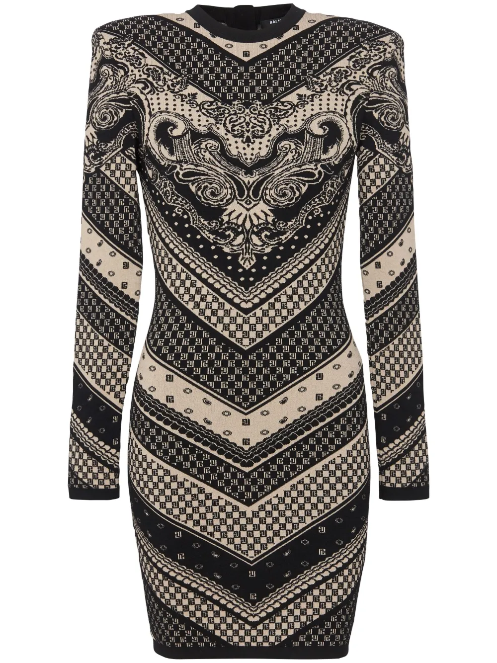 

Трикотажное платье мини с монограммой BALMAIN, черный