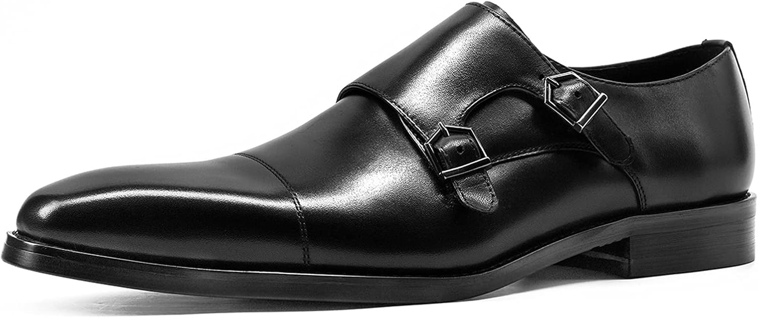 

Мужские туфли-лоферы WKNBEU с двумя пряжками, крыльчатый носок, формальные туфли, лоферы на слипоне, оксфорды для делового и повседневного ношения, удобные, черные, US6-6.5/UK5-5.5/EU38