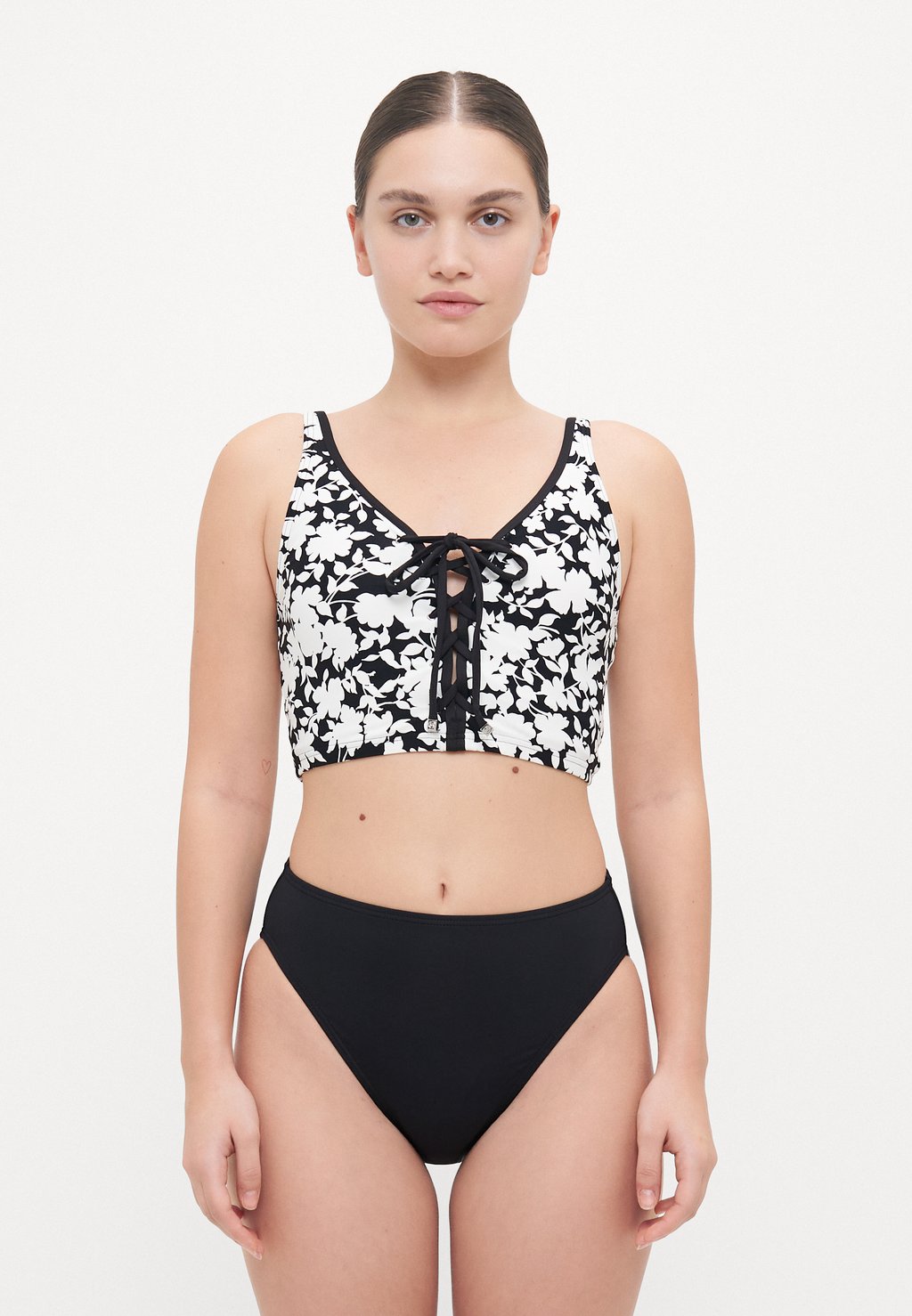 

Верх бикини LACE UP CROP MICHAEL Michael Kors, черный