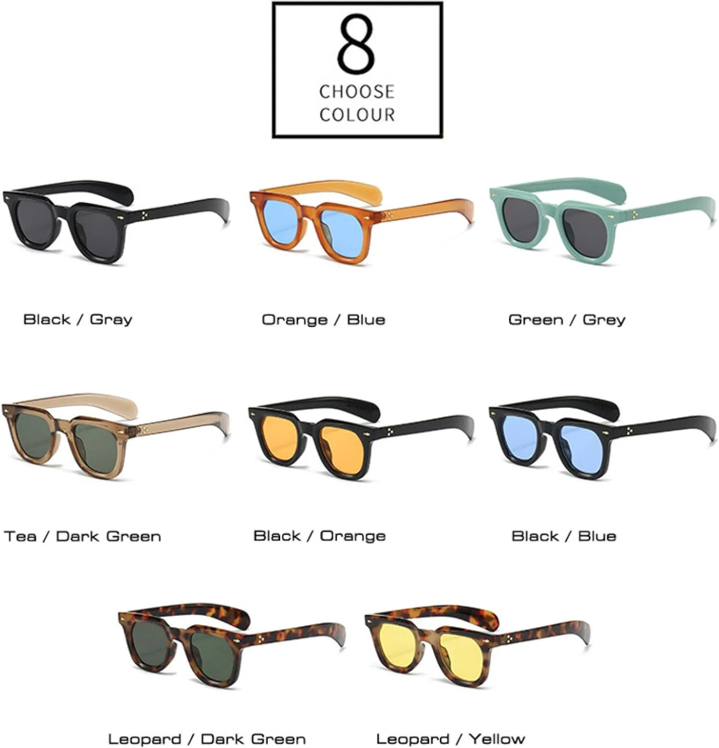 

Женские солнцезащитные очки с заклепками в стиле ретро-панк, мужские желто-синие солнцезащитные очки с защитой от УФ-излучения UV400 VVTWSSW, Tea Dark Green