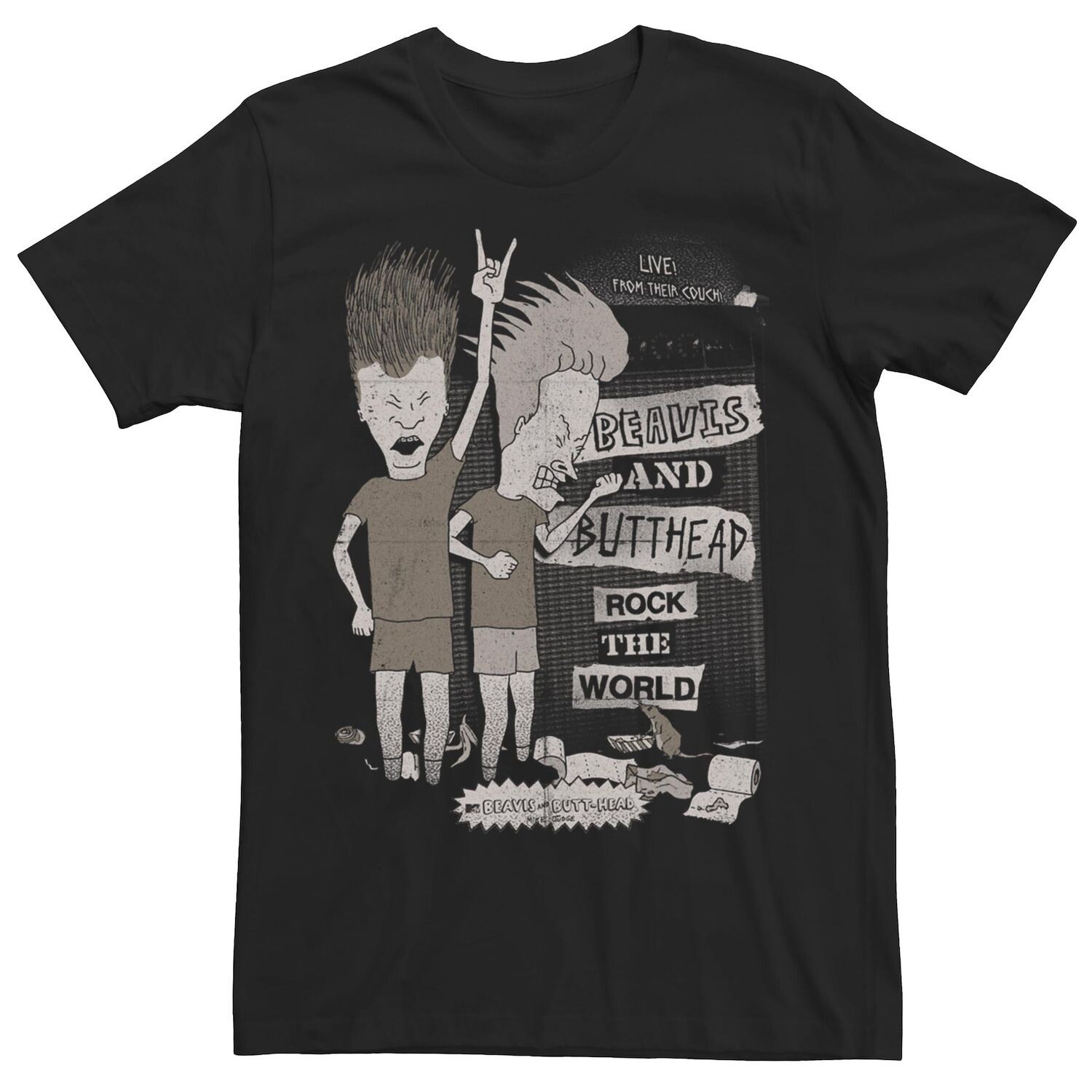 Мужская футболка Beavis And Butthead Rock The World с короткими рукавами Licensed Character