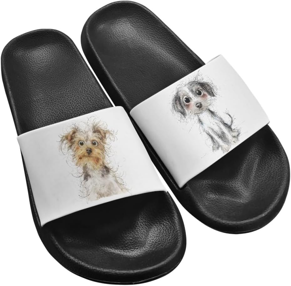 

Сандалии слайд для женщин и мужчин, водонепроницаемые душевые тапочки с противоскользящей подошвой, летние быстросохнущие пляжные и бассейновые шлепанцы, размеры 5-12 Generic, Novelty Cartoon Dog