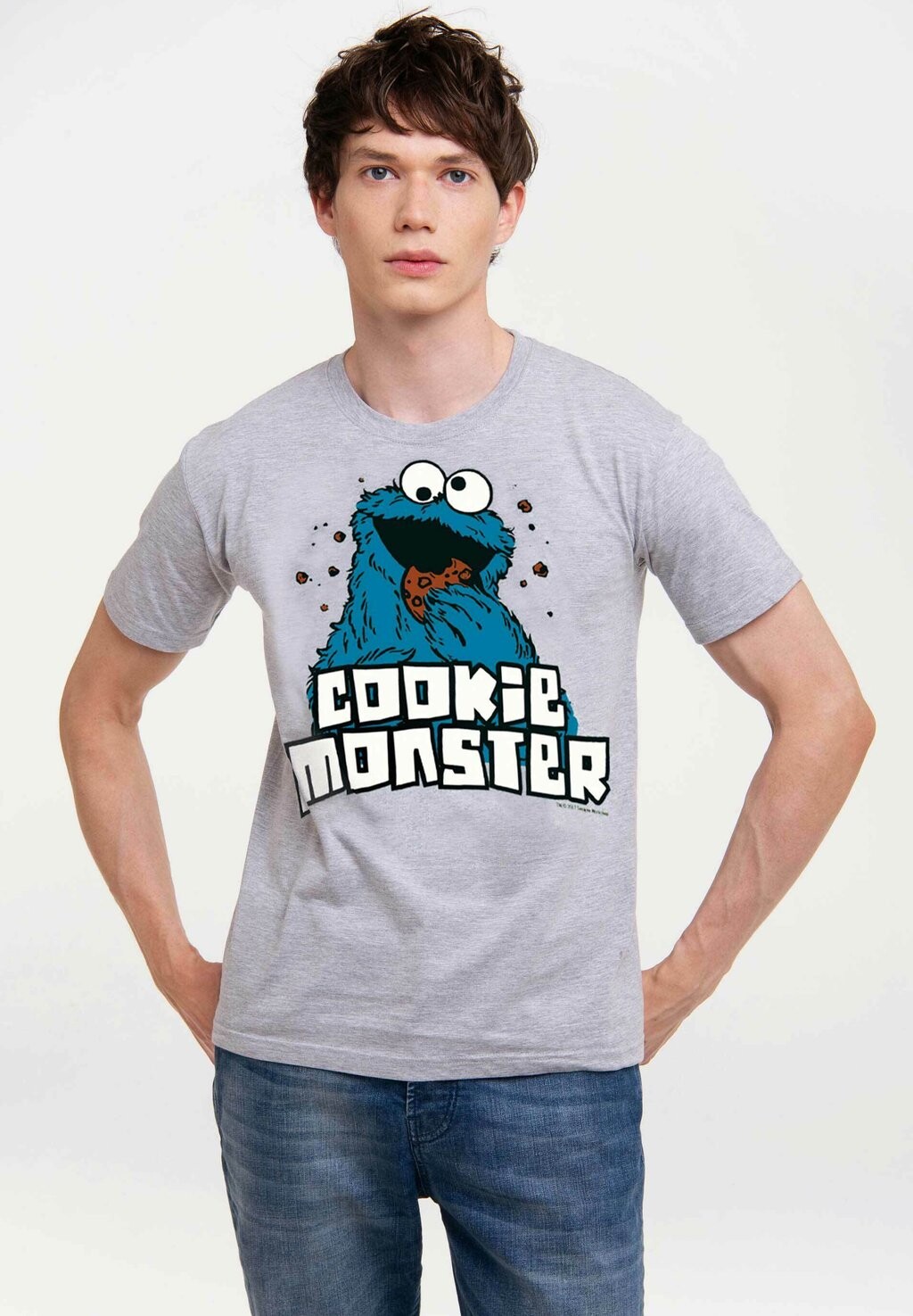 

Футболка с принтом KRÜMELMONSTER SESAMSTRASSE LOGOSHIRT, цвет grau meliert