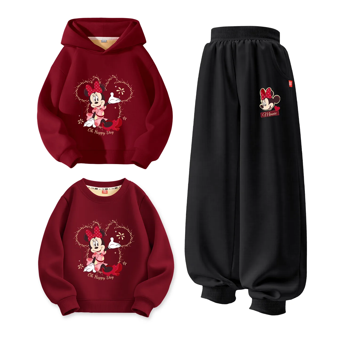 Disney Kids Tang Suits Crew Neck Thickness, [Thickened and Fleece-Lined]Di Tuan Fan Dai_Bottom Right Burgundy+Di Tuan Fan Dai K Gray+Di Tuan Fan Dai_Bottom Right Burgundy — фото 3