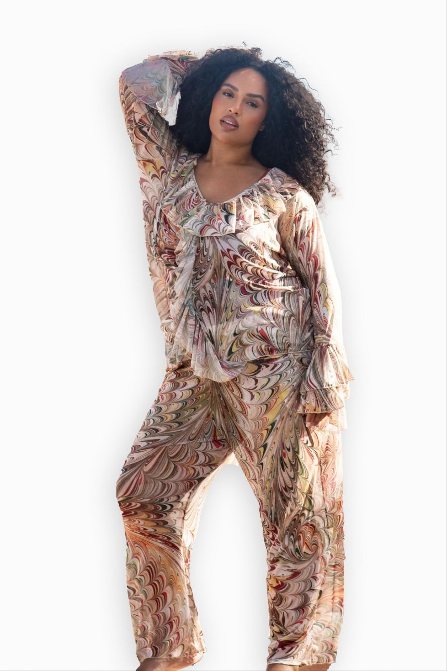 

Широкие курортные брюки с закругленными штанинами FASHION-SZN CURVE, Beige