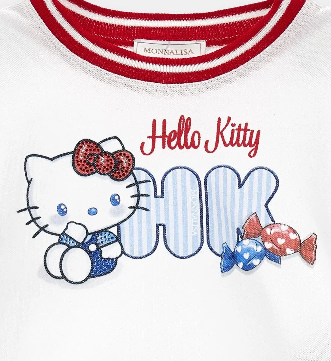 Комплект из топа и юбки Hello Kitty из хлопка Monnalisa, голубой — фото 3