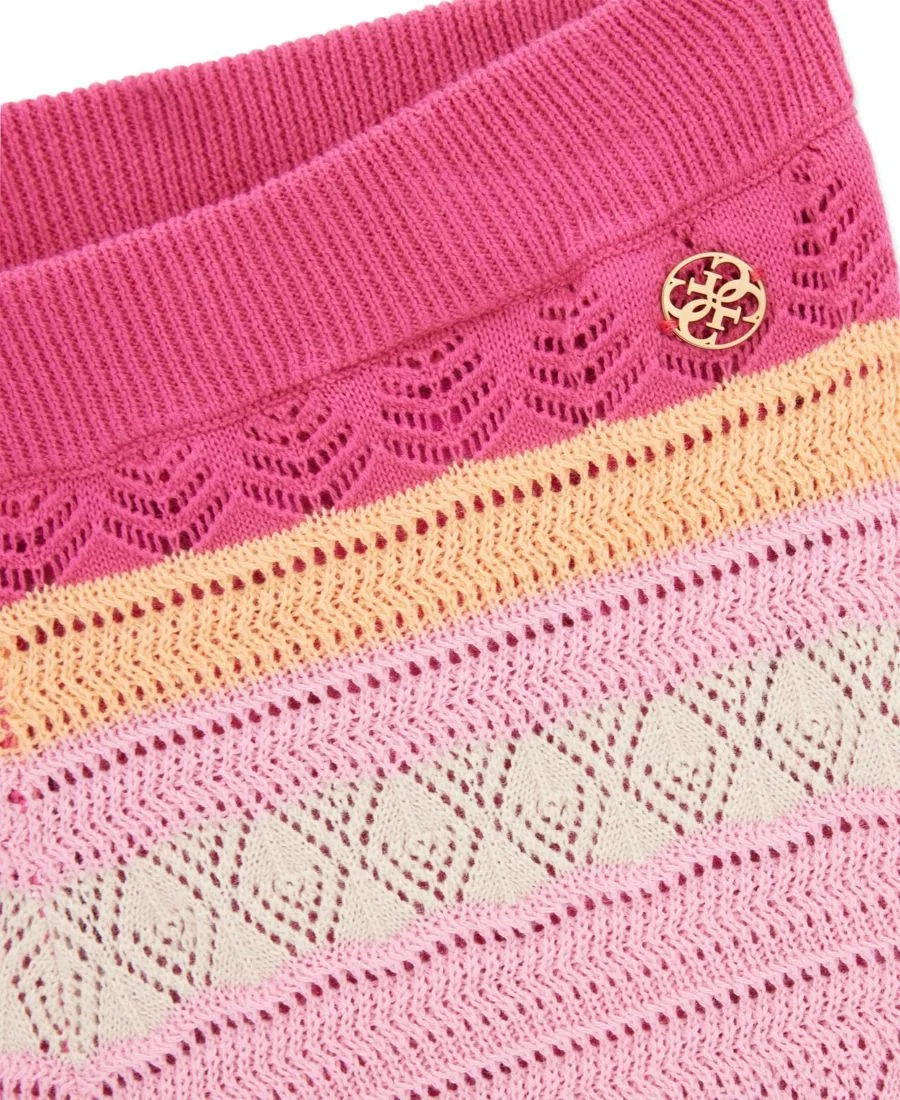 Вязаные крючком брюки-палаццо для девочек 7-16 лет Guess, розовый/синий/желтый/белый — фото 3