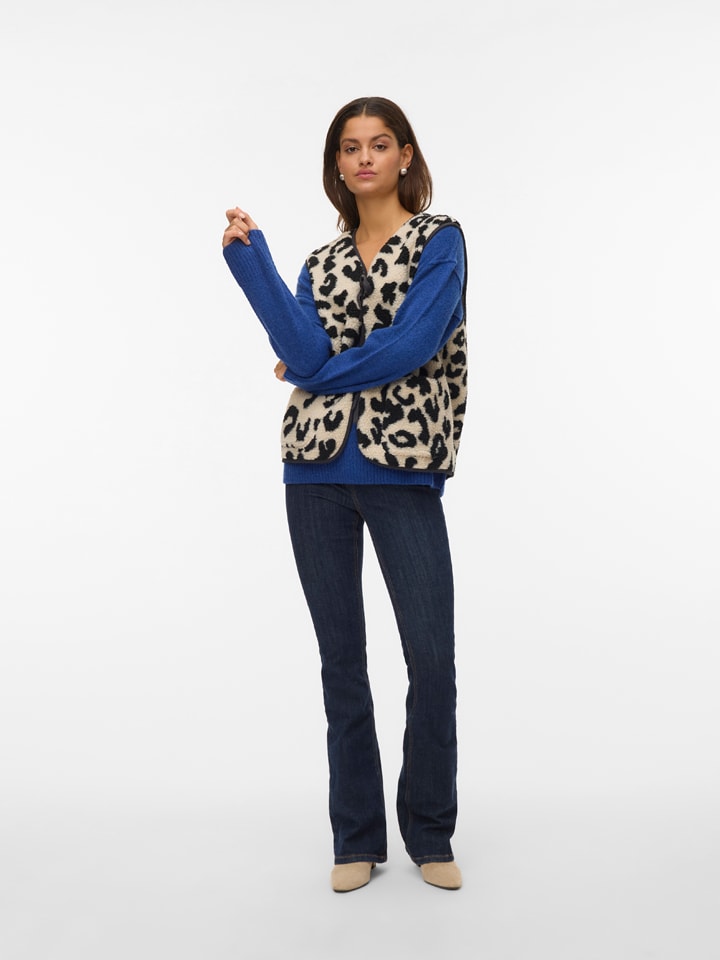 

Vero Moda Жилет из искусственного меха бежево-черного цвета