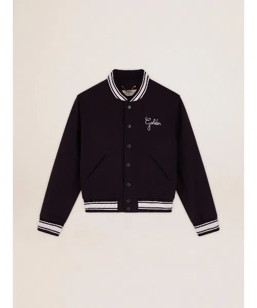 Бомбер женский из шерсти Golden Goose, темно-синий