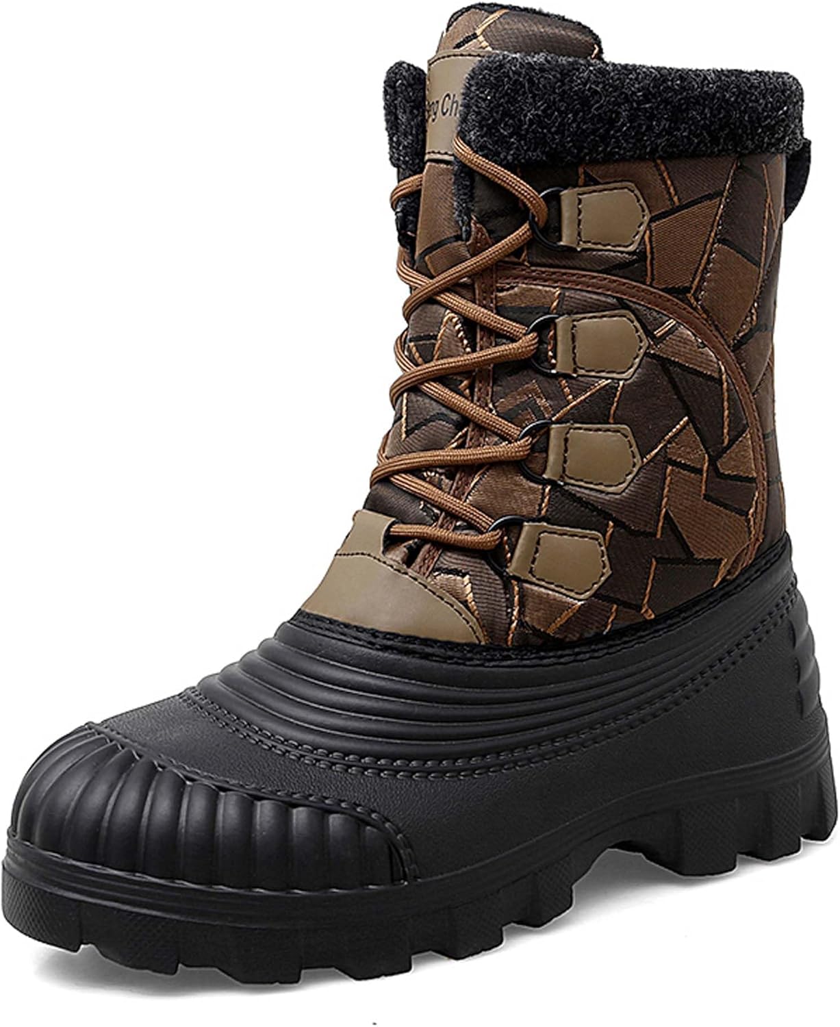 

Зимние мужские водонепроницаемые сапоги с утепленной меховой подкладкой, прогулочные ботинки для улицы, противоскользящие, для походов и работы, хлопковые, морозостойкие высокие спортивные снежные ботинки Generic, коричневый