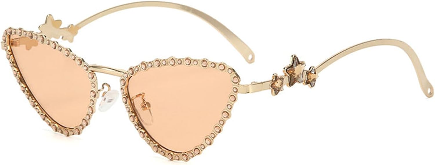 

Willochra Роскошные солнцезащитные очки «кошачий глаз» с бриллиантами, модные, блестящие, сексуальные, для вечеринок, в металлической оправе, защита от ультрафиолета UV400, C5