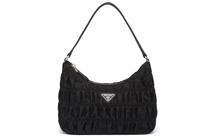 

PRADA Мини-сумка женская черная из нейлона с сафьяновой кожей