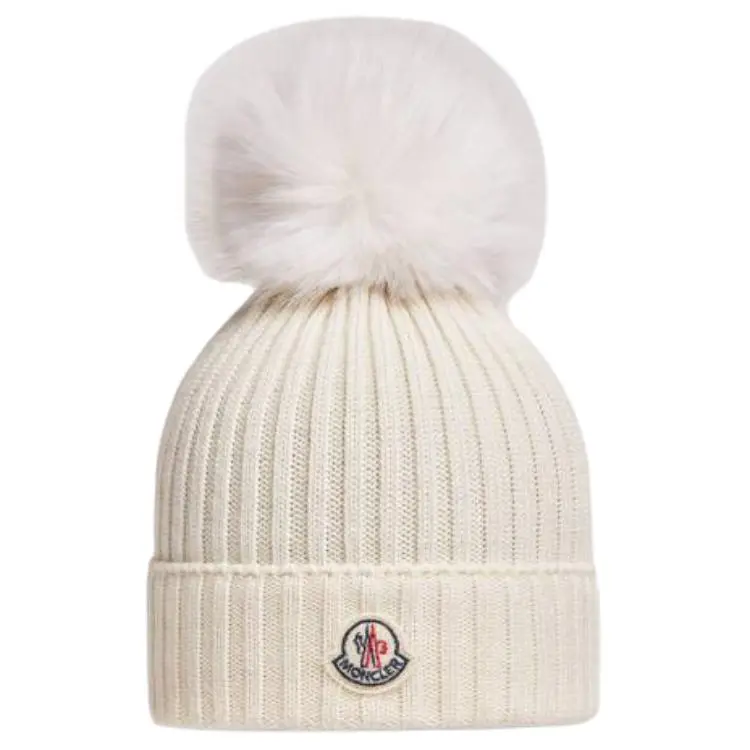 

Шапочка Enfant из искусственного меха с помпонами Moncler, белый