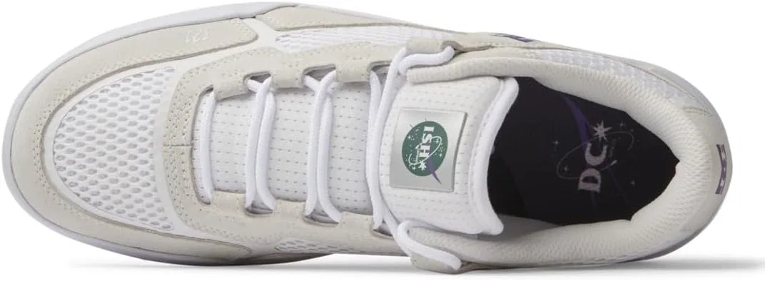 Мужские кожаные скейтерские кроссовки DC Shoes Metric S x Ish, White / Purple — фото 4