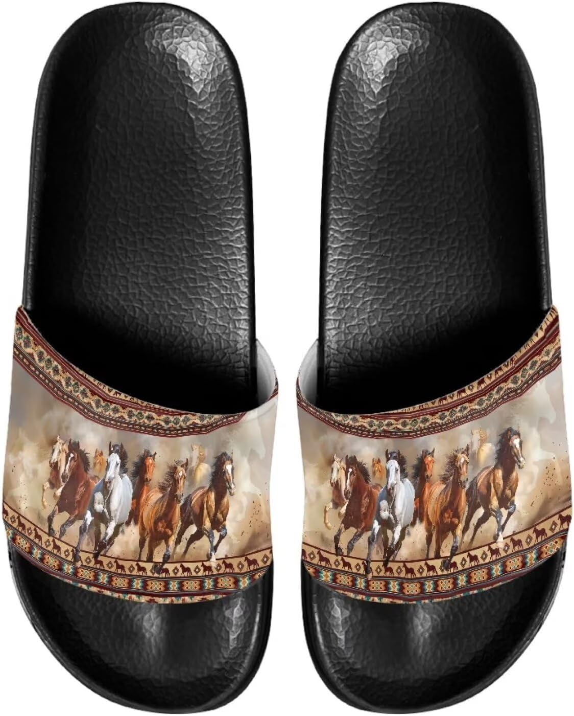 

Шлепанцы для дома и ванной, тапочки на плоской подошве, повседневная обувь для мужчин и женщин Judentidos, Southwest Native American Navajo Aztec Horse