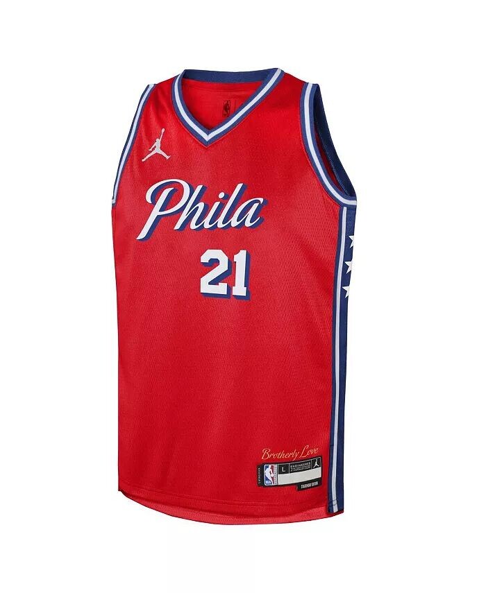 Джерси Big Boys Joel Embiid Red Philadelphia 76ers 2022/23 Swingman - Statement Edition Jordan — фото 3