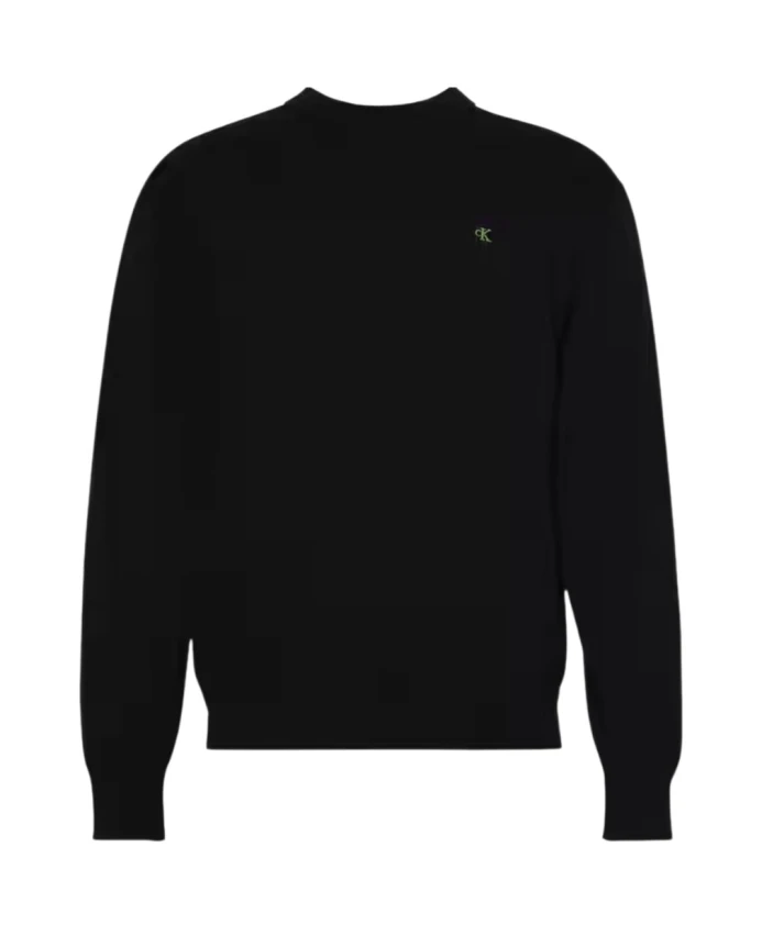 

Хлопковая толстовка Essentials с ребристым круглым вырезом. Calvin Klein, черный