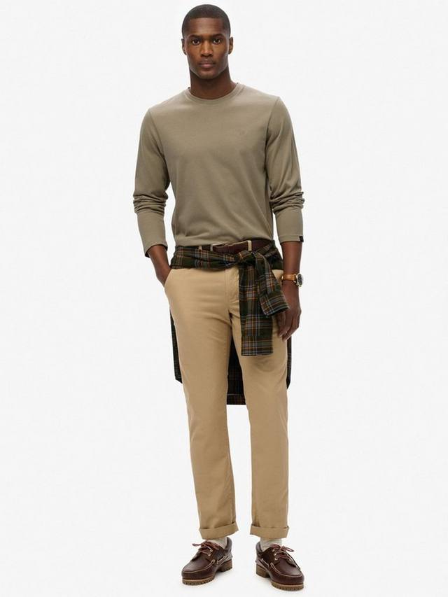 Классическая хлопковая футболка с длинными рукавами Regular Fit Superdry, Vintage Khaki — фото 3