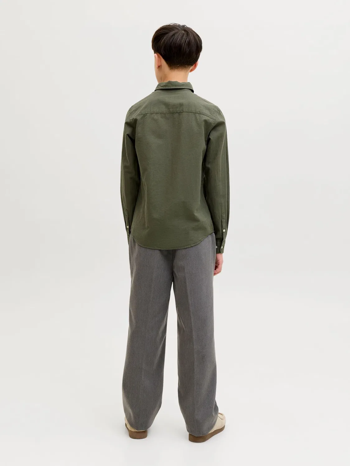 Рубашка из поплина JACK & JONES Junior, оливково-пыльная — фото 3