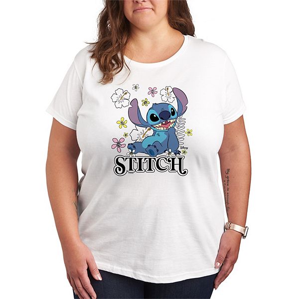 

Футболка с принтом Stitch в цветочном стиле Lilo & Stitch Plus Size Disney, White