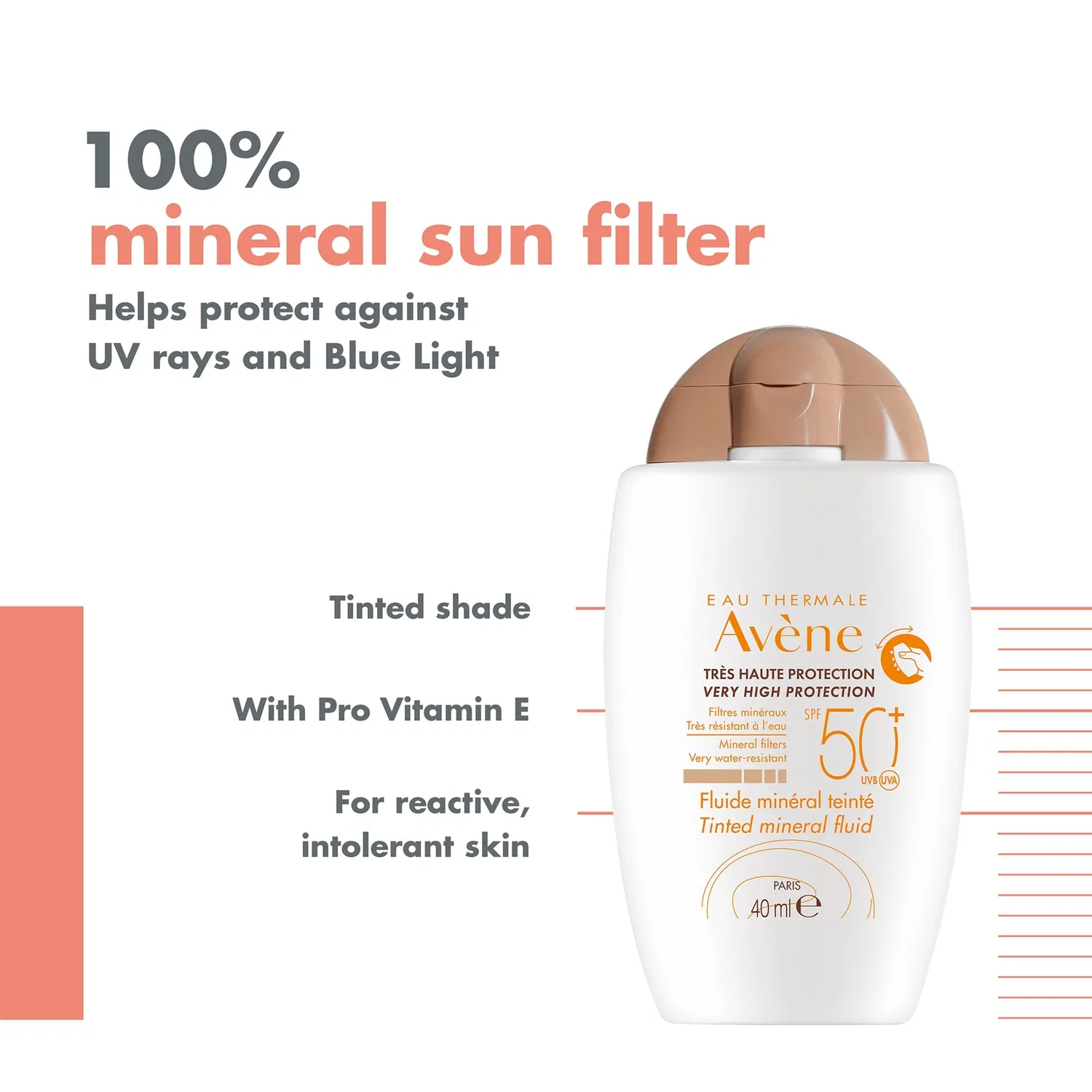 Высокоэффективная защита SPF 50+, тонирующий минеральный флюид, 40 мл Avène — фото 2