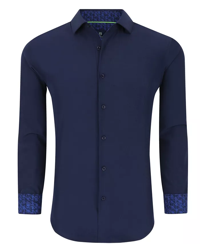 

Мужская классическая рубашка Performance Solid Button Down приталенного кроя Tom Baine, синий