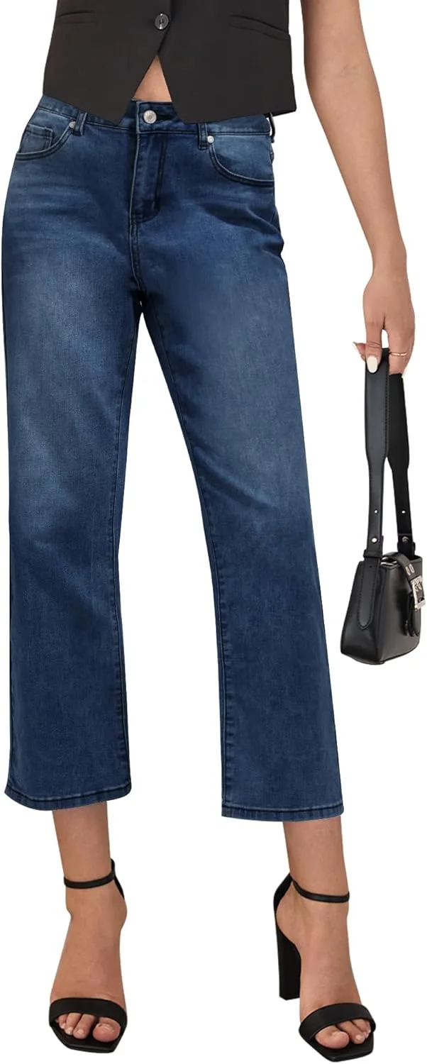 

Cropped jeans для женщин High Waisted 90s Baggy Straight Stretchy Denim LookbookStore