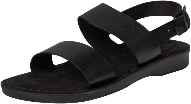 

Сандалии/шлепанцы/тапочки/шлепанцы/тапочки Holy Land Market унисекс для взрослых и детей из натуральной кожи с библейским рисунком (Иисус - Яшуа), Suede II, черный