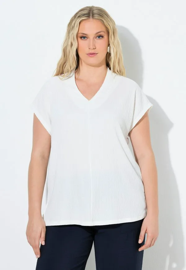 

Базовая футболка kelchkragen vausschnitt halbarm Ulla Popken, Off White, Белый, Базовая футболка kelchkragen vausschnitt halbarm Ulla Popken, Off White