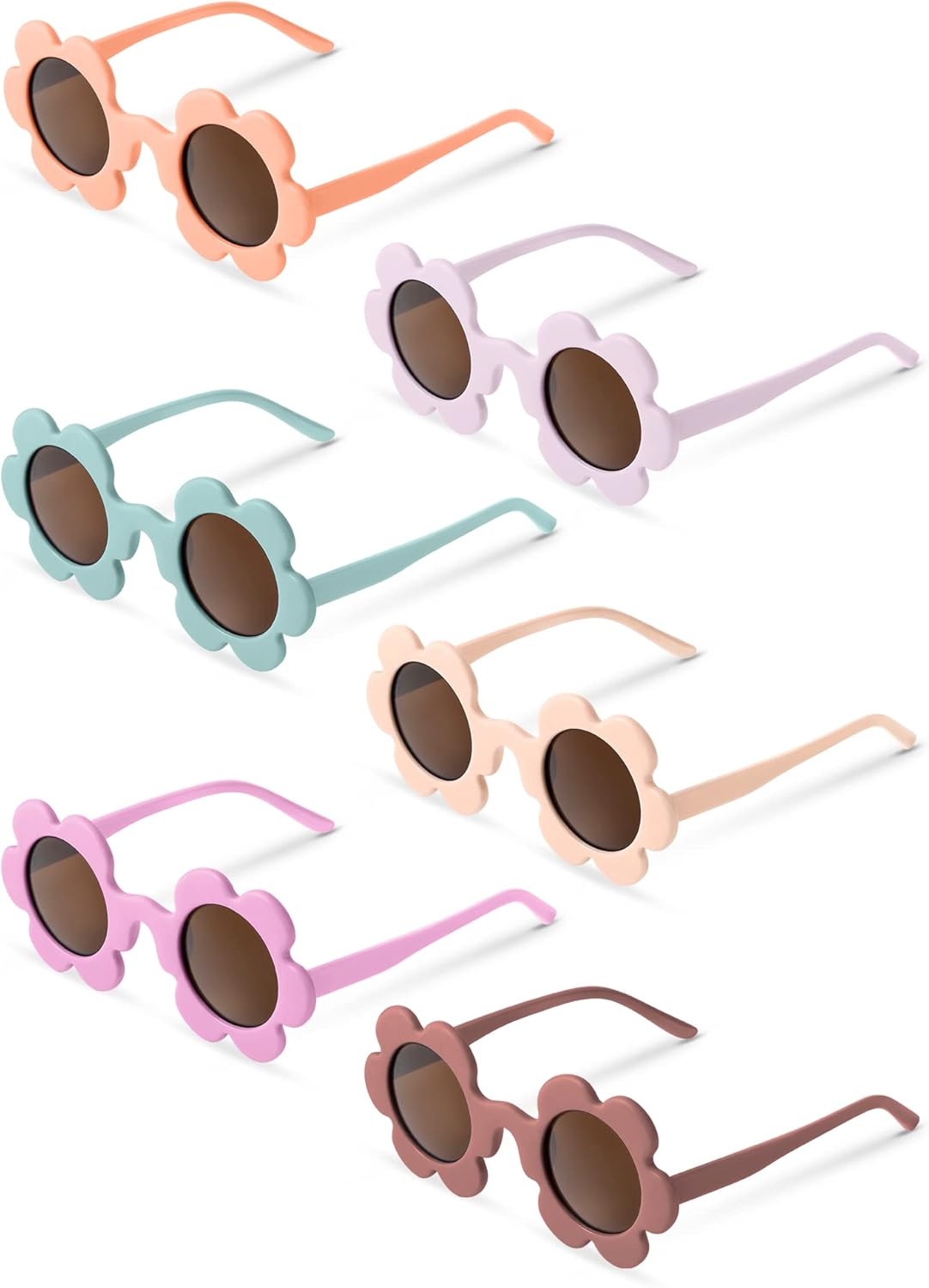 

Солнцезащитные очки Kanayu, 6 пар, 5,71 дюйма, для взрослых, летние, круглые, с защитой от УФ-излучения, цветочные очки, яркие очки для женщин и мужчин, Stylish Colors