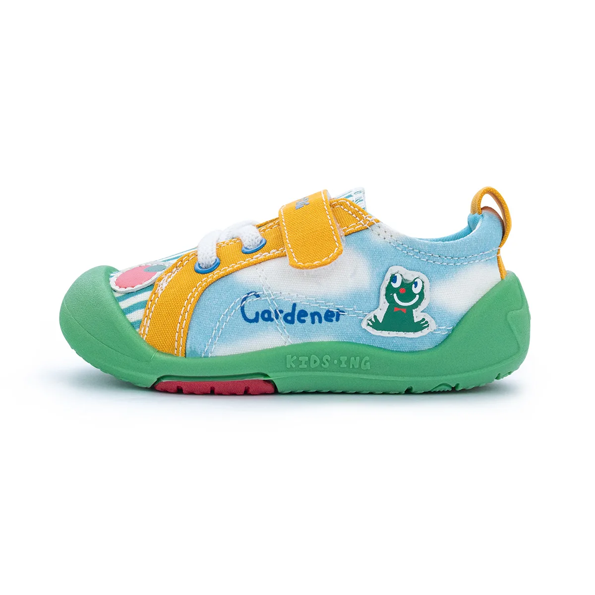 Детские кроссовки canvas low top с противоскользящей подошвой KIDSING, Frog Gardener