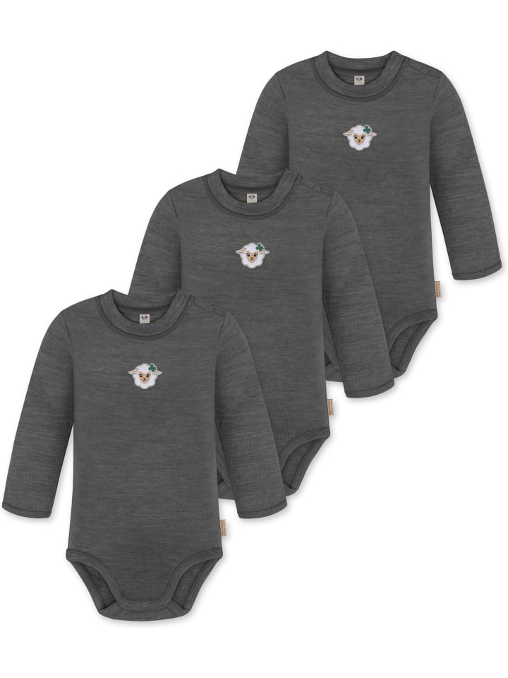 

Normani Outdoor Sports Комплект из 3 боди с длинными рукавами из шерсти детеныша мериноса, цвет антрацит