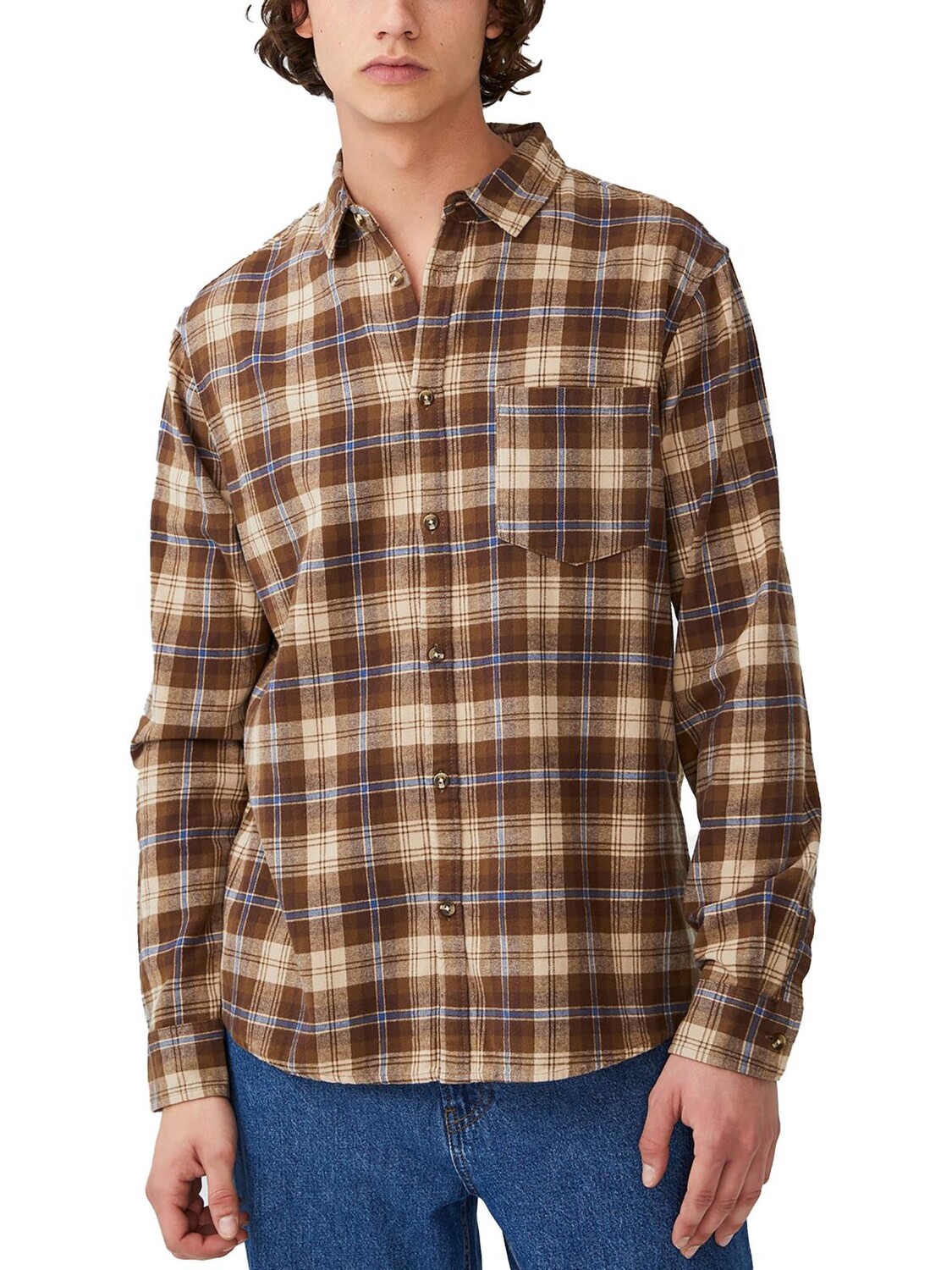 

Мужская рубашка на пуговицах с клетчатым воротником Camden Cotton On, цвет Chocolate Grid Check