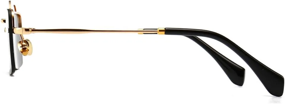 

Солнцезащитные очки ретро прямоугольной формы для мужчин, металлическая оправа, полуободковые солнцезащитные очки для женщин, летние VFDHN, Gold With Black