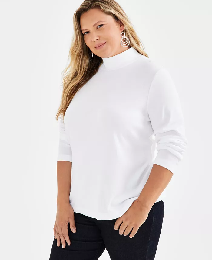 

Топ с высокой горловиной больших размеров Style & Co, белый