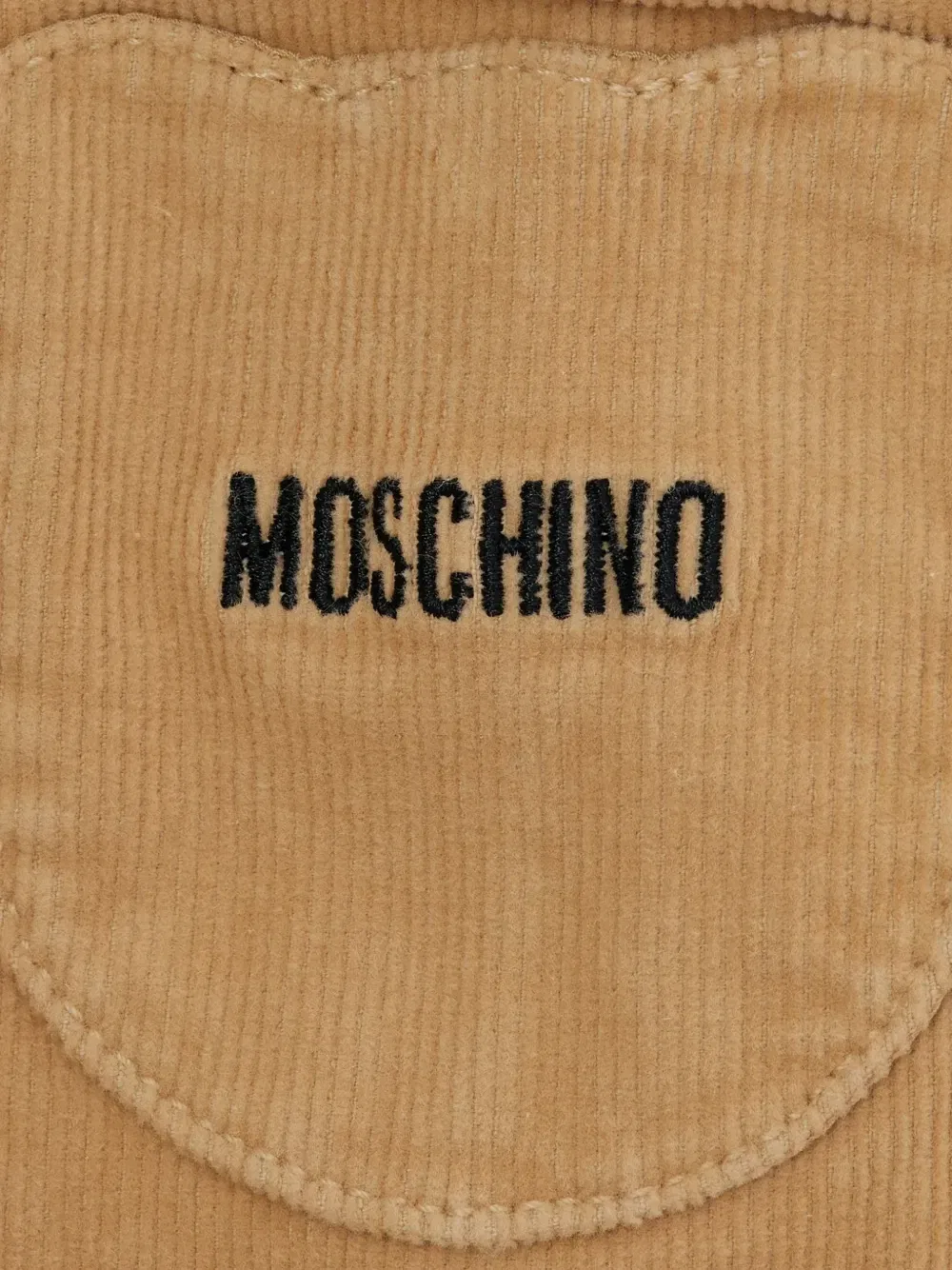 Комплект из блузки и вельветового платья с логотипом Moschino Kids, бежевый — фото 3