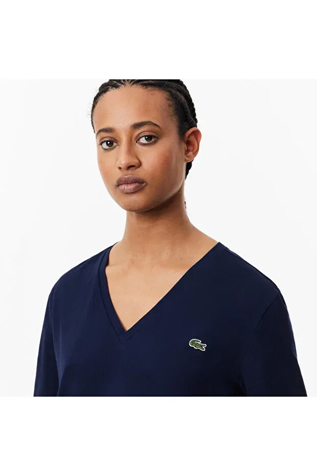 Футболка Lacoste 166-Blue, оверсайз, темно-синяя — фото 2