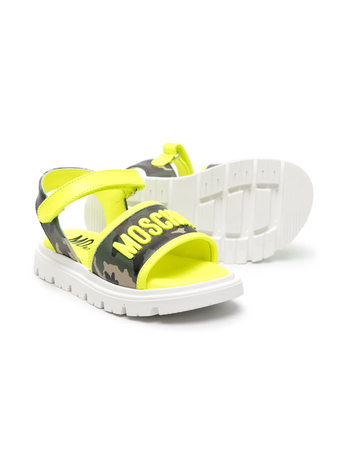 Шлепанцы с камуфляжным принтом и логотипом Moschino, желтый — фото 3