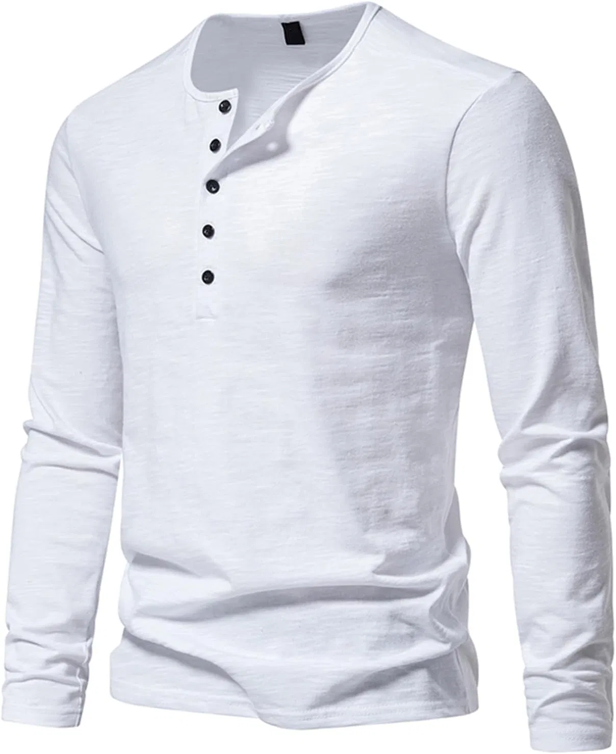 Мужская повседневная футболка-поло с длинным рукавом Slim Fit, White — фото 2