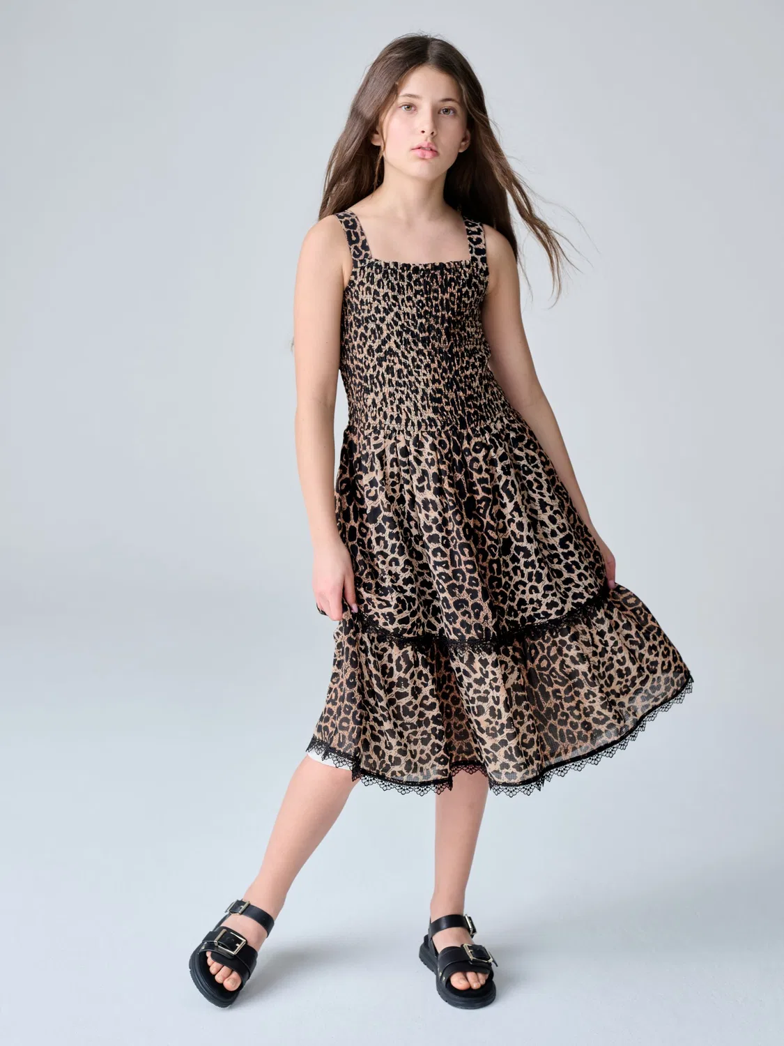 Платье с леопардовым принтом Shirred Tiered Dress smALLSAINTS, леопард — фото 2