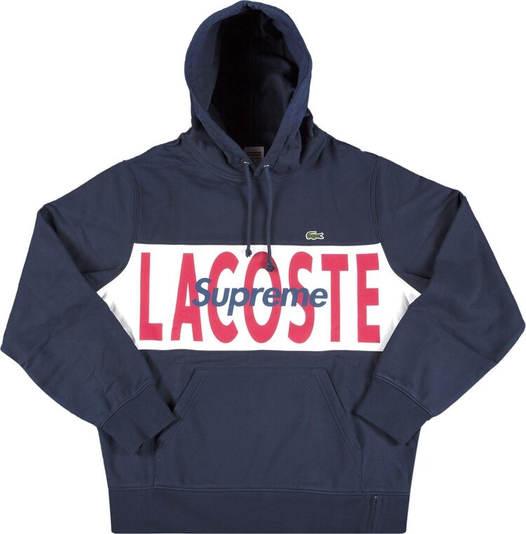 

Толстовка Supreme x Lacoste Logo Panel Hooded Sweatshirt 'Navy', синий