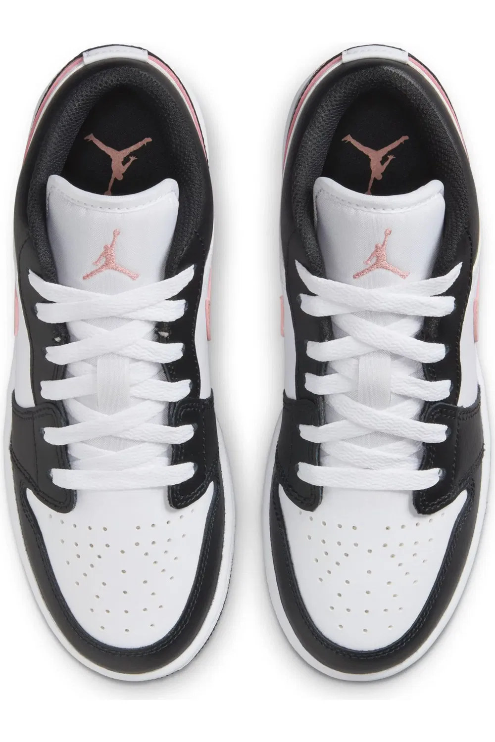 Детские кроссовки баскетбольные с амортизацией Air Jordan 1 Low Jordan, белый/черный/ржаво-розовый — фото 3