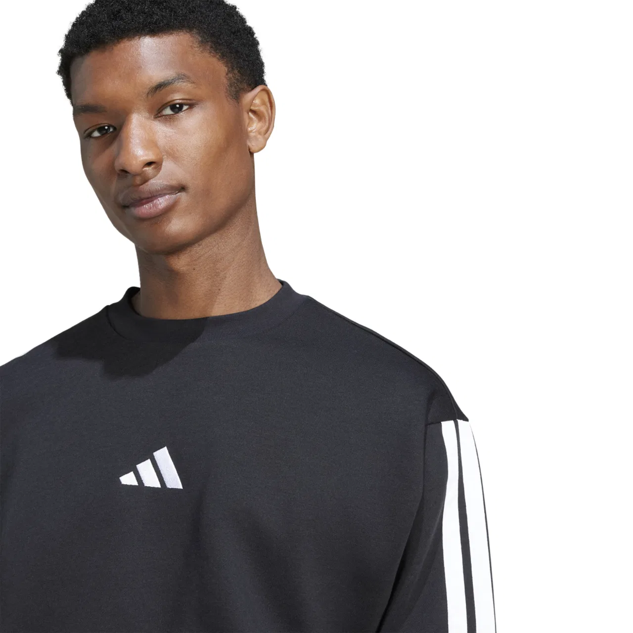 Толстовка мужская Essential Three Stripes Fleece Adidas, черный/белый — фото 3