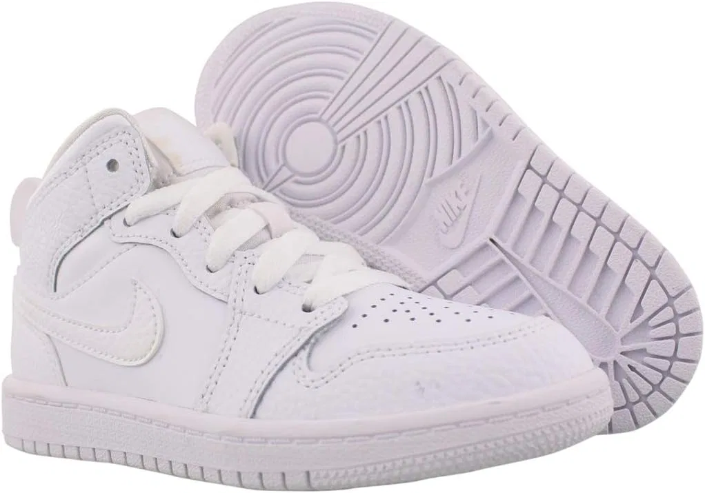 Детские кроссовки для мальчиков Air Jordan 1 Mid GS Nike, Pure White — фото 4