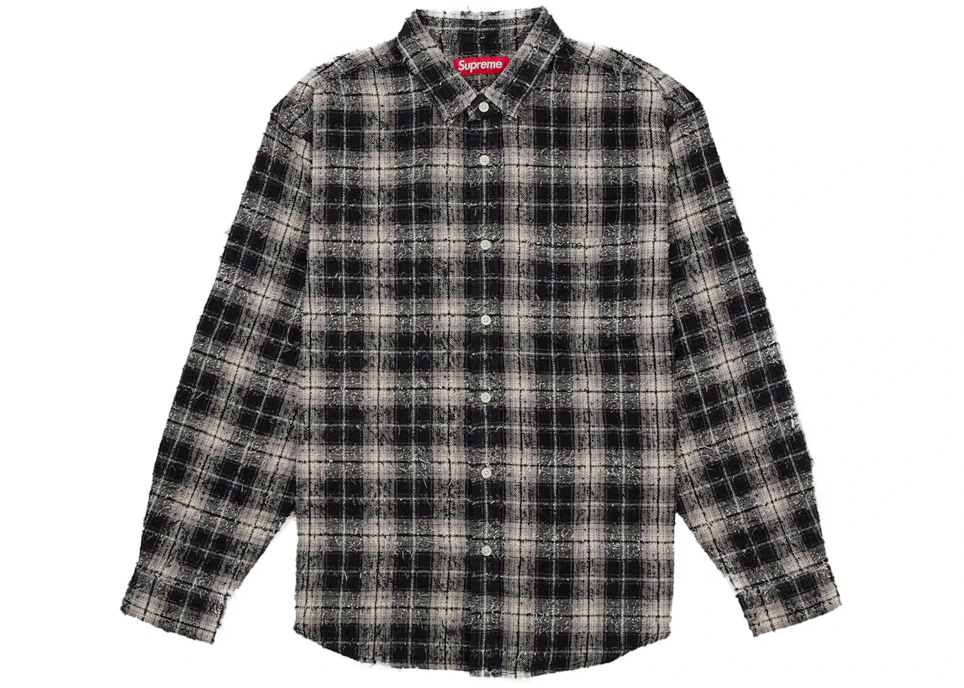 Мужская рубашка с принтом в клетку Frayed Textured Plaid Supreme, черный