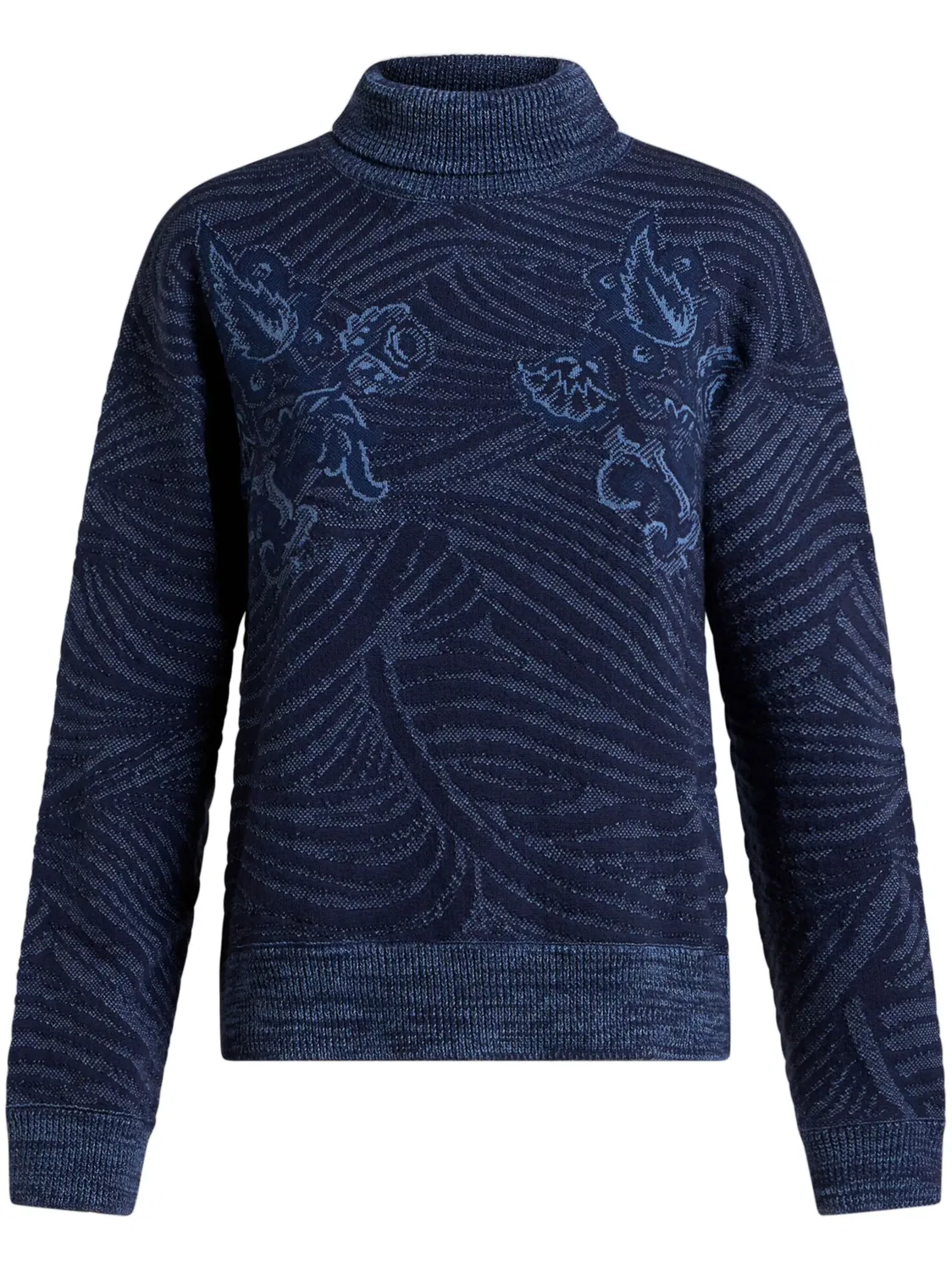 Джеккардовый свитер с горлом ETRO, темно-синий