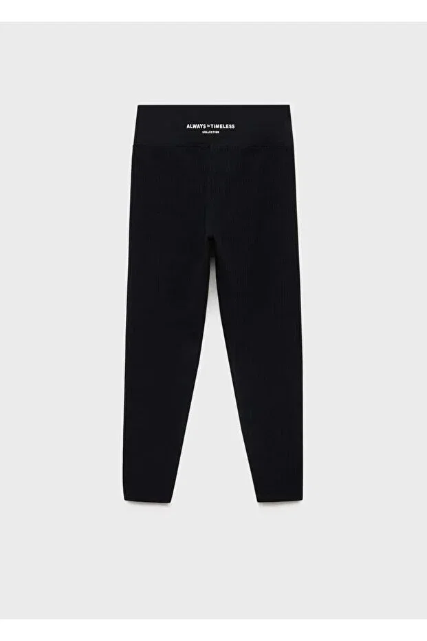 Детские леггинсы для девочек хлопковые Mango Kids, Black — фото 4